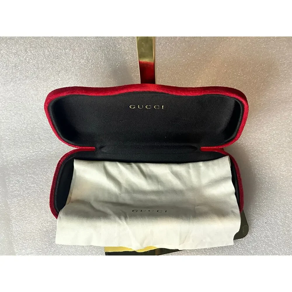 EUC Gucci GG0029SA Black Red Cat Eye Sunglasses Gold Tiger Bee 53mm